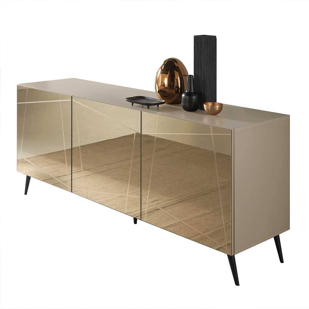 Sideboard in Taupe und Bronze Spiegelglas - Lotivera