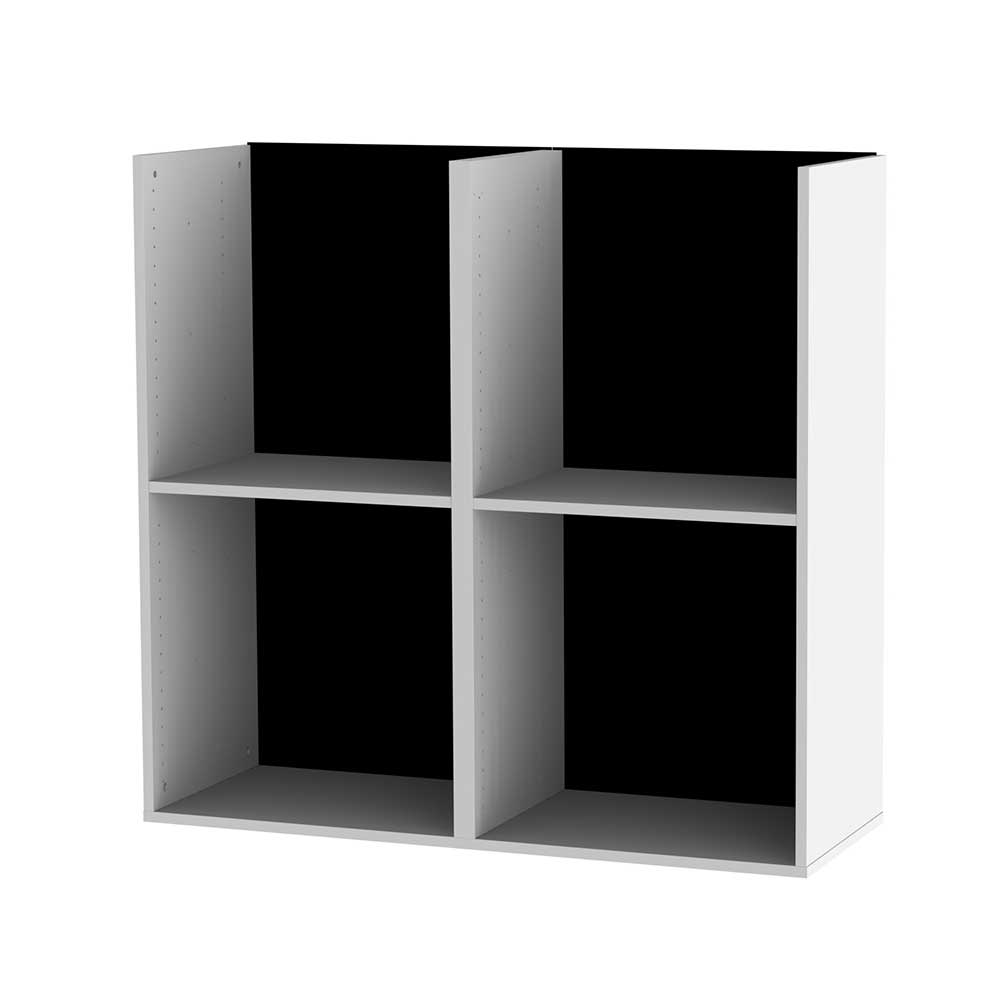 Regal in Weiß mit schwarzer Rückwand für Wandmontage - 4 Fächer - Eradis
