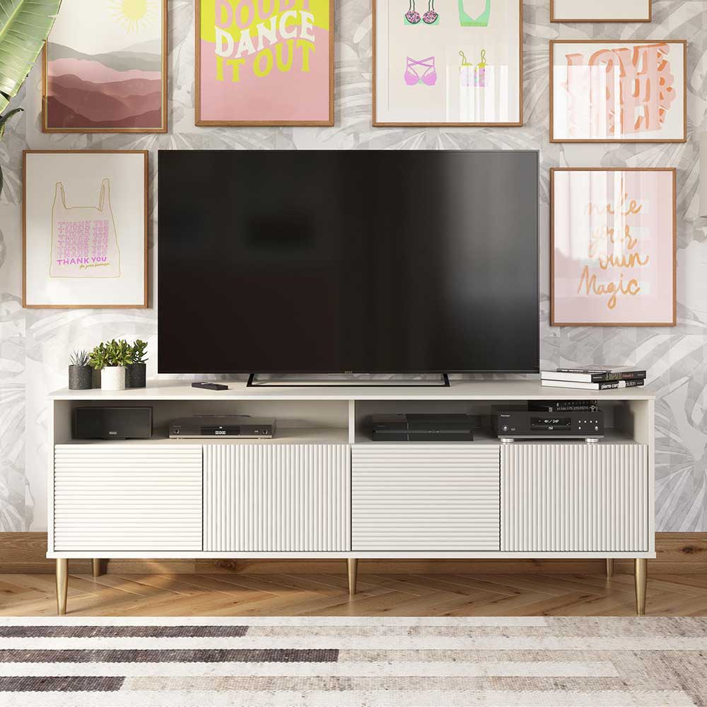 TV-Kommode in Taupe mit Gold - Cadiere