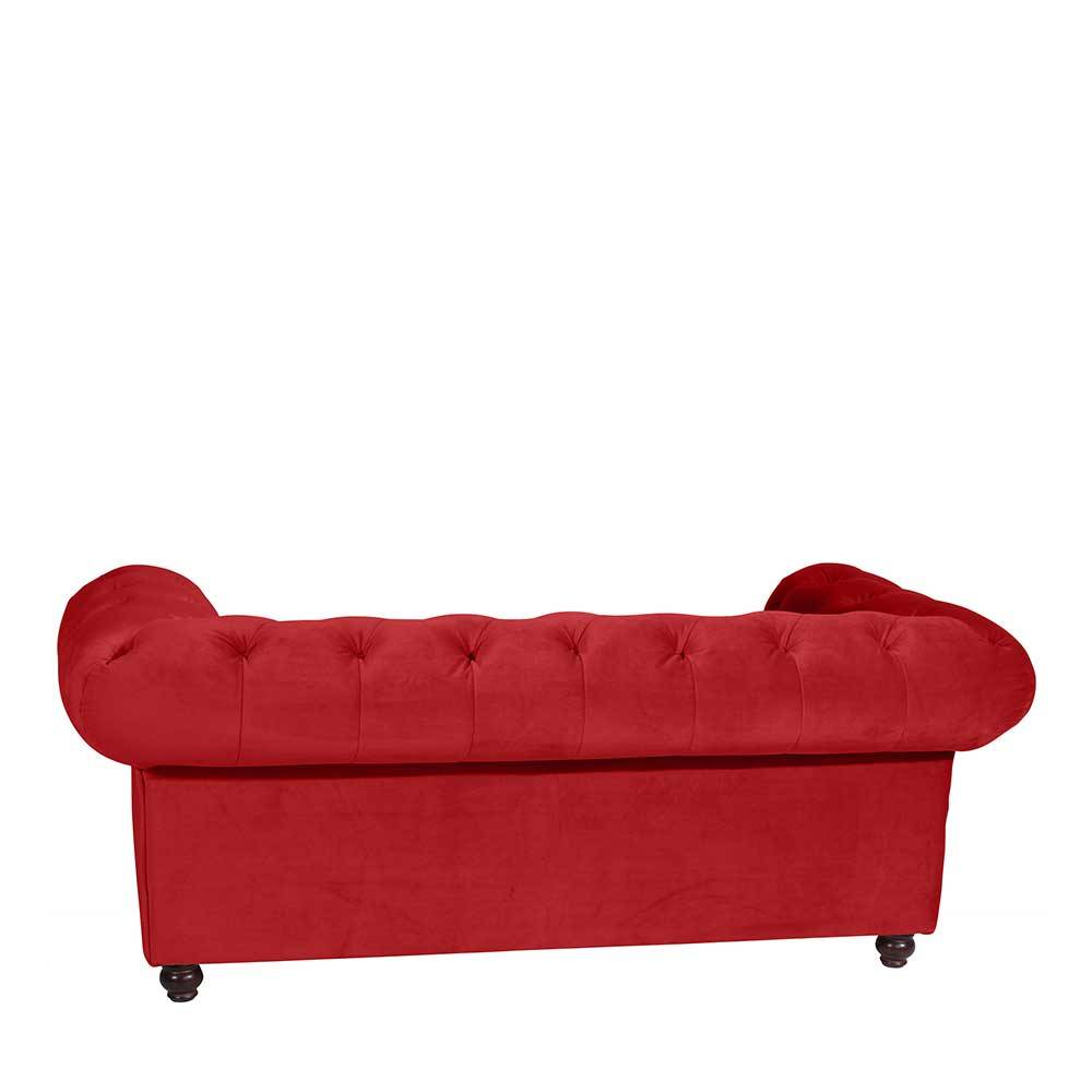 Rotes Zweisitzer Sofa im Chesterfield Design - Cebaza