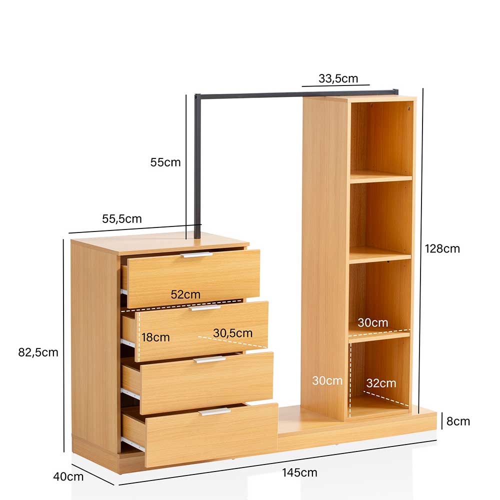 Garderobe mit Schubladen und Fächern - Jannick