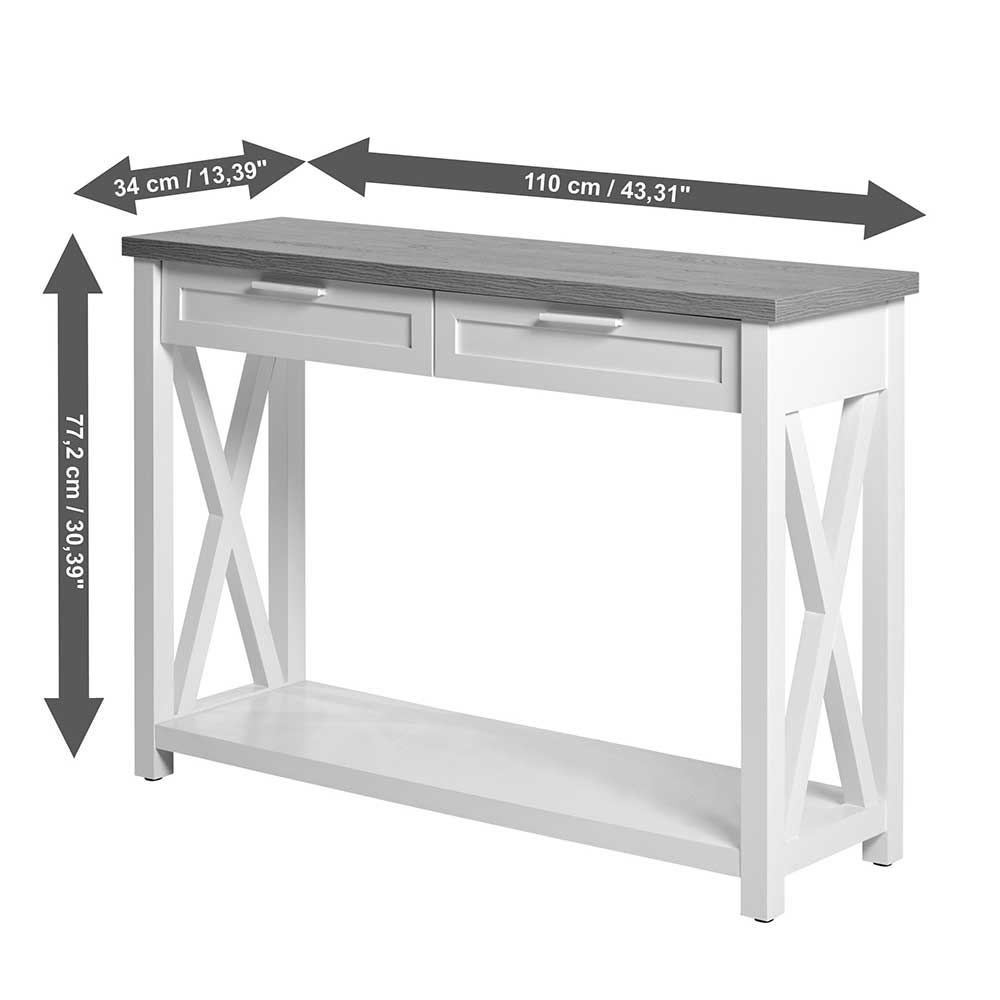 Country Style Konsolentisch mit zwei Schubladen - Corbit