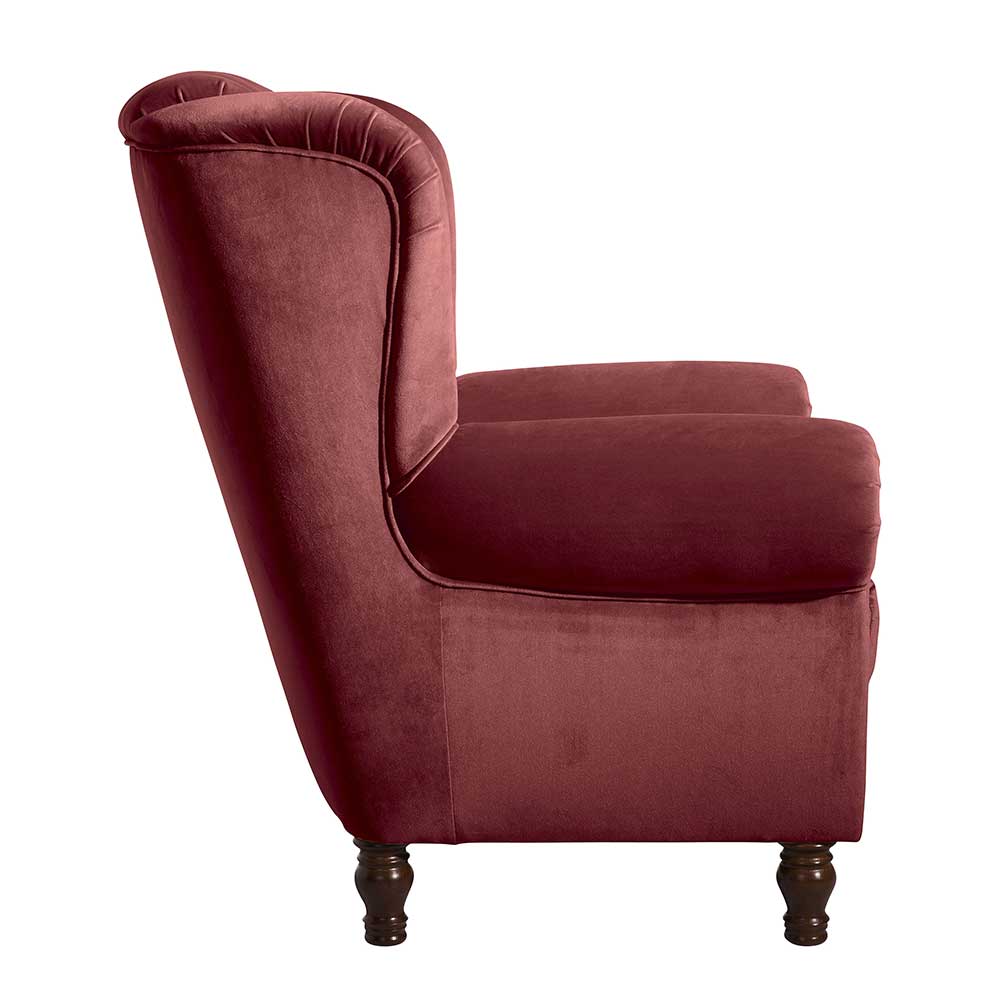 Chesterfield Sessel in Ziegel Rot Samtvelours - Lazura