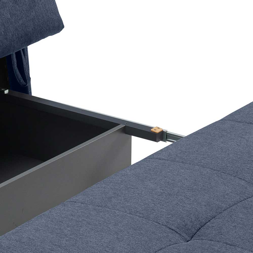 Sofa mit Bettfunktion in Blau Webstoff - Sulara