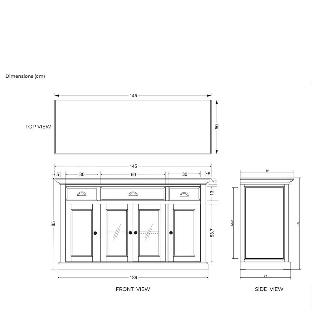 Moderne Landhauskommode mit Glaseinsätzen - Venzeno