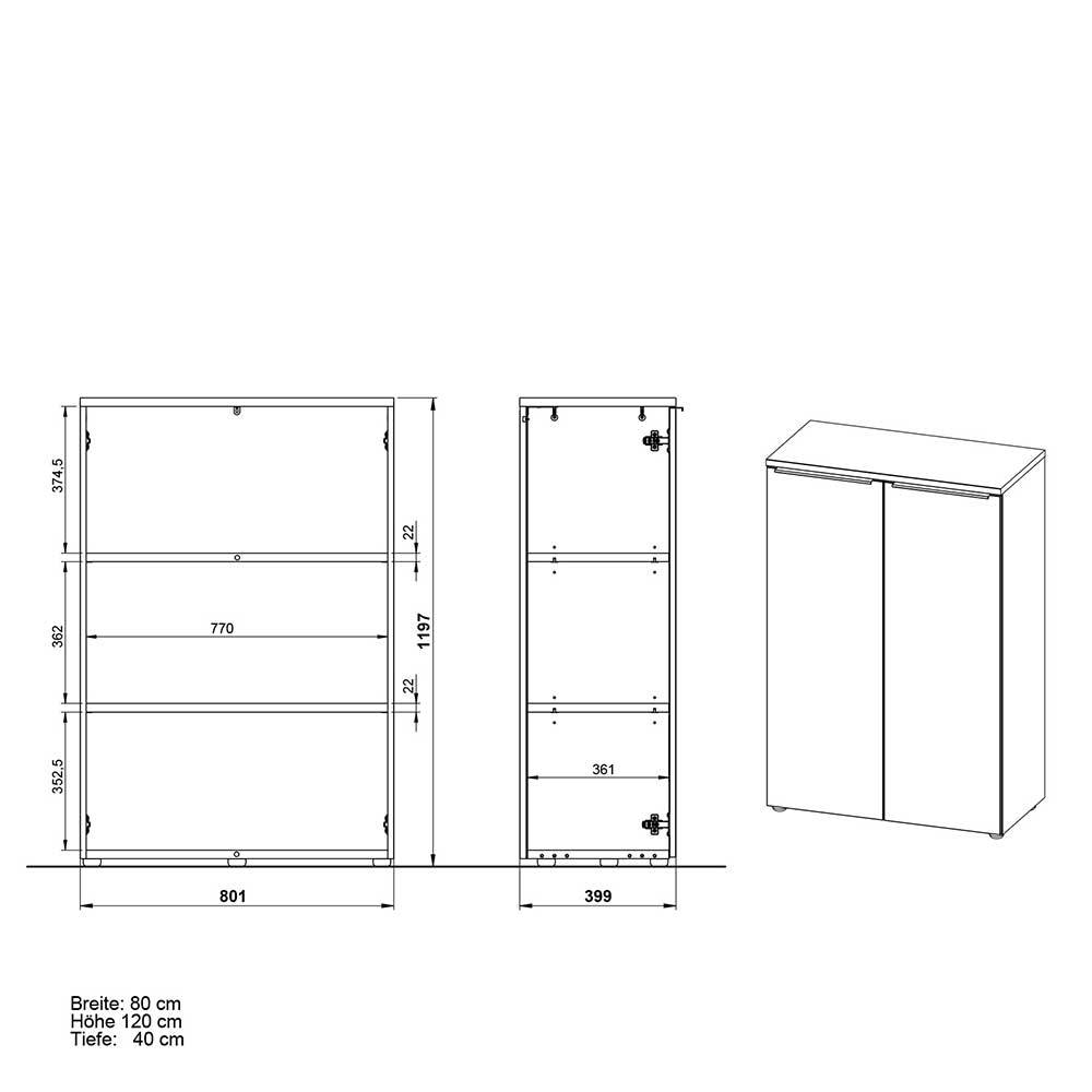 Moderner Aktenschrank in Weiß - Sparkle